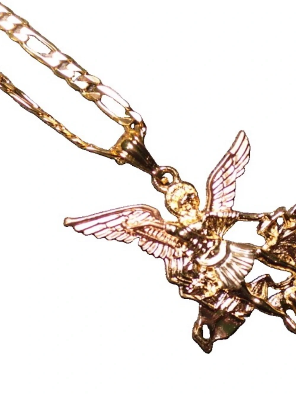 Gold plated Michael Angel Pendant Necklace - unisex Religious Jewelry